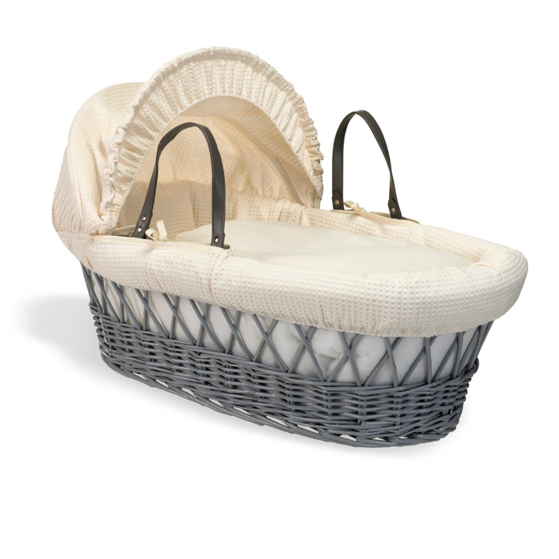 Waffle Wicker Moses Basket, Cream