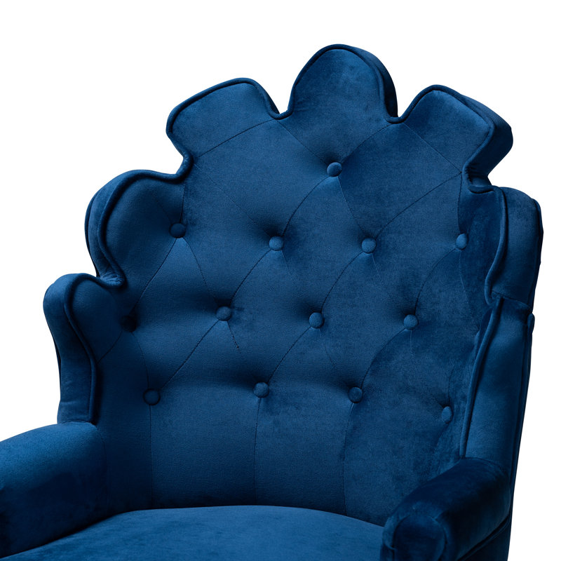 Berniece Upholstered Velvet Counter Stool, Blue