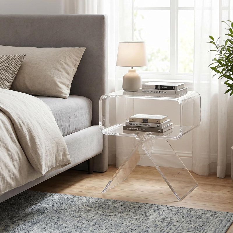 Table de chevet et de rangement monobloc en acrylique Takywep