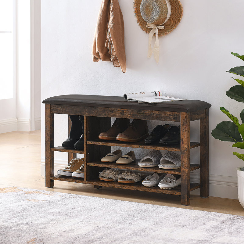 Banc à chaussures avec compartiments de rangement, Rétro