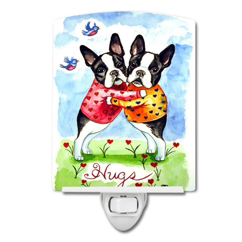 Éclairage de nuit en céramique hugs boston terrier
