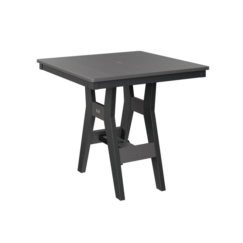 Harbor Outdoor Square Dining Table, Smoke Gray, 30.37" H x 33" W x 33" D, Black