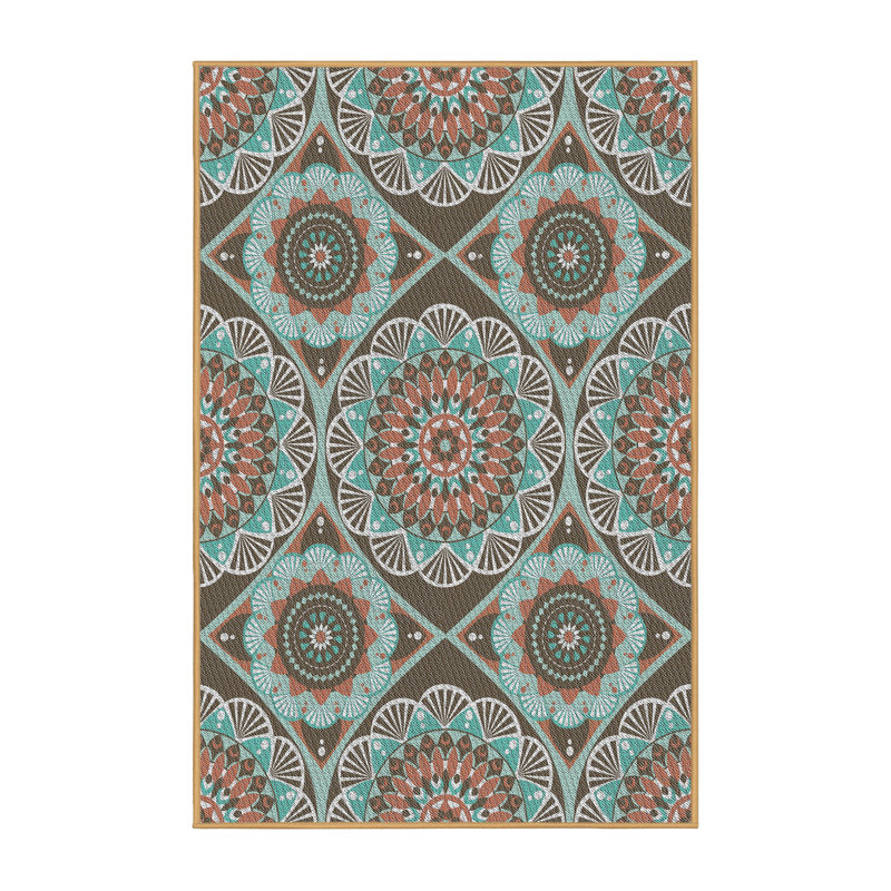 Tapis oriental bleu turquoise / brun, Rectangle 3 pi x 5 pi