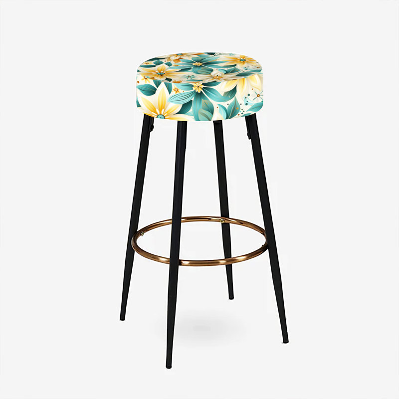 Fleurs de jardin turquoise indémodables - ensemble de 2 tabourets de bar botaniques