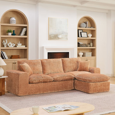 Canapé modulaire moderne de 107 po avec méridienne réversible Boucle