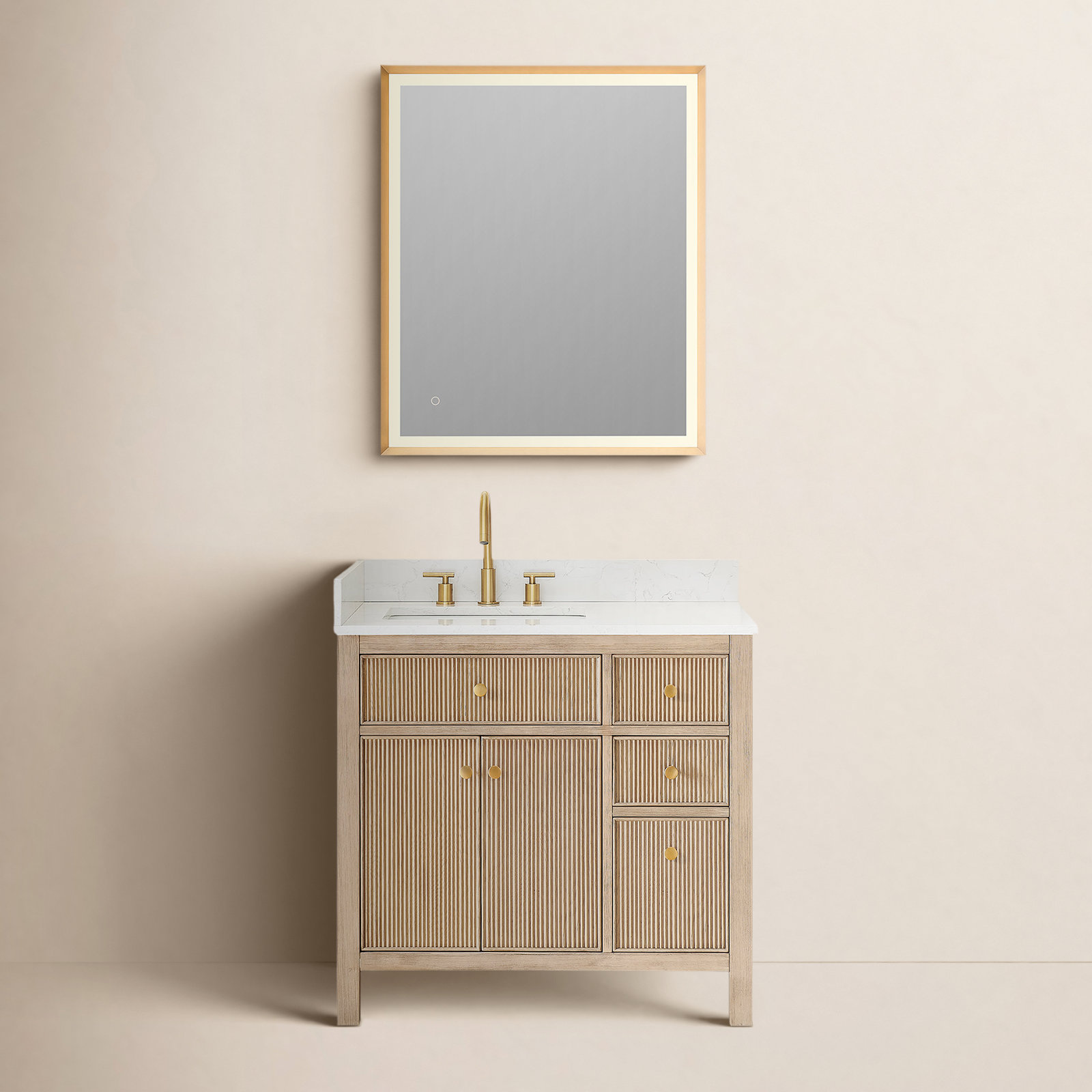Lala 36" Single Bathroom Vanity, Natural Oak