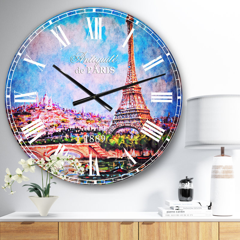 Horloge murale colorée Eiffel et Sacré-Cœur, Moyen