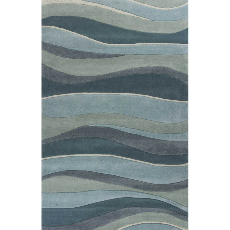 Tapis océan en laine touffeté à la main Annegreth, Rectangle 5 pi x 8 pi