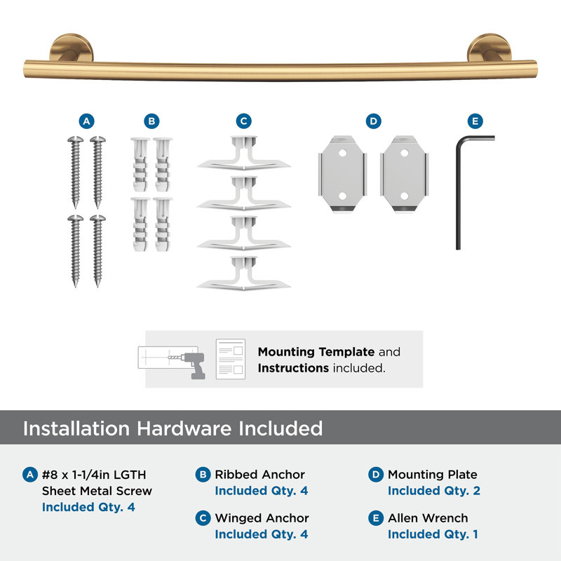 Arrondi™ Wall Mounted Towel Bar, Champagne Bronze