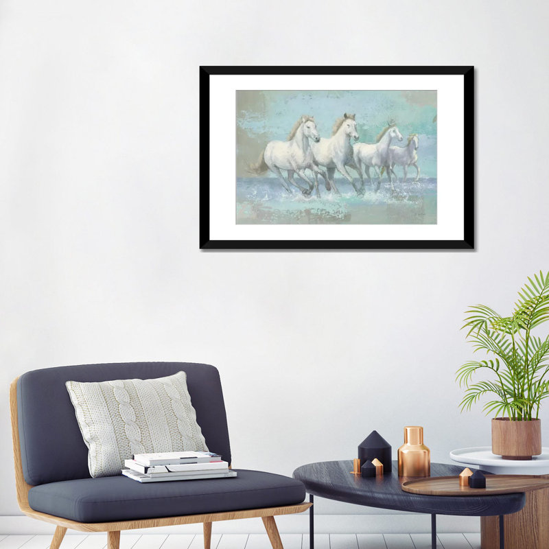« running wild i », impression sur toile, H 16 po x l 24 po x P 1 po, Papier d'art encadré noir, Blanc