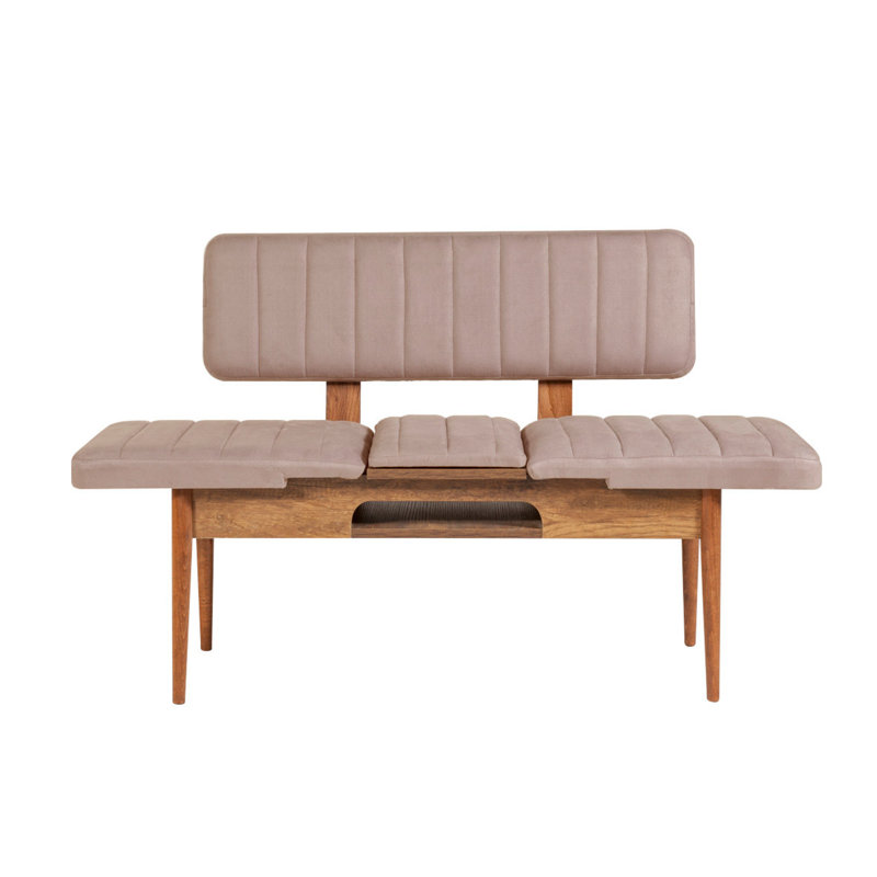 Modern Velvet Upholstered Bank Bench with Hornbeam Legs, 100% Melamine Coated Particle Board, 43.3 x 33.5 x 15.7 inches | Stylish Storage Unit, Comfortable Seat Height 18.9 inches, Perfect for Living Rooms & Entryways