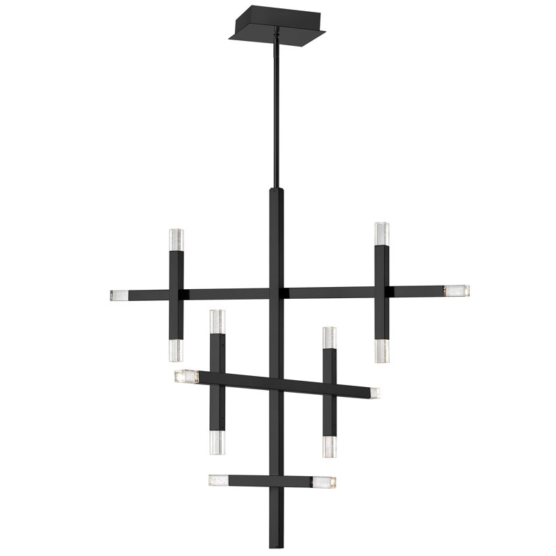 Lustre linéaire moderne à 1 lumière pour îlot de cuisine Kahliel, Noir mat