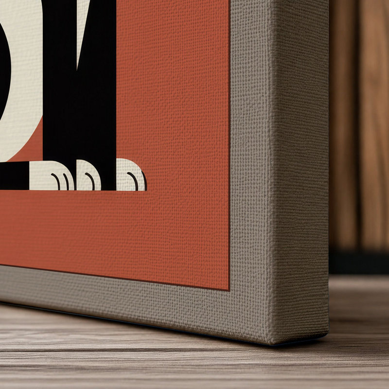 Geometric Cat Mid-Century - Wrapped Canvas, 36x24 - 91.4 x 61.0 cm, Taupe Border