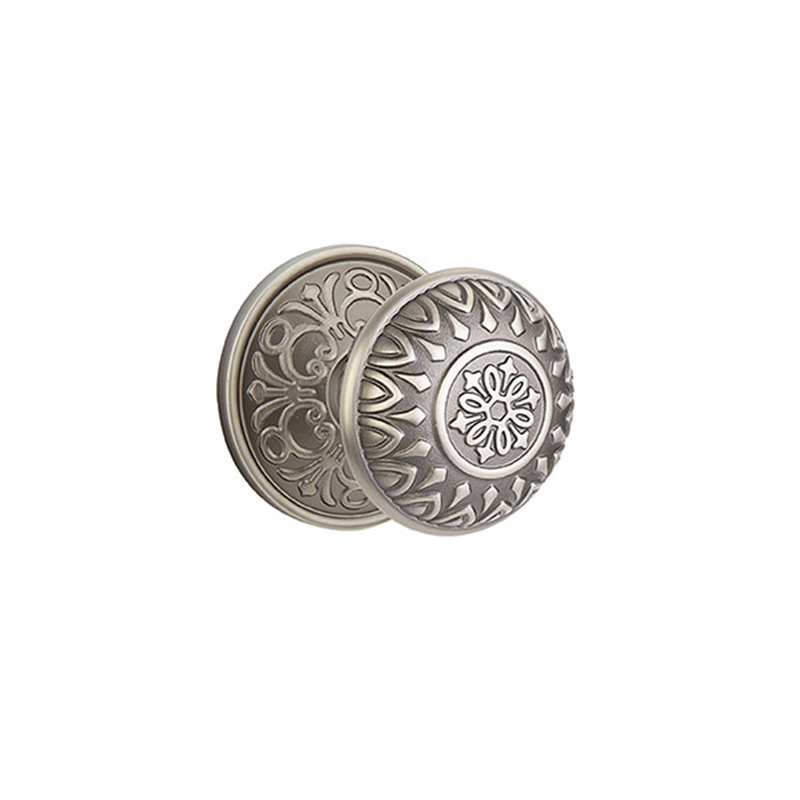 Privacy Lancaster Knob with Lancaster Rose, Pewter
