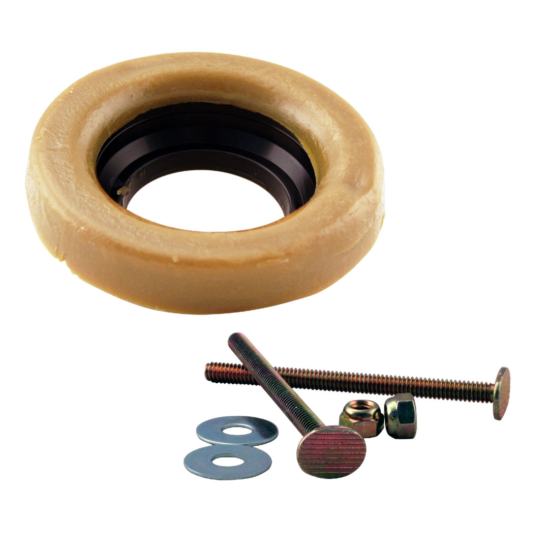 1/2" Lever Handle Angle Stop Toilet Kit with Steel Supply Line, Wax Ring and Flange Westbrass