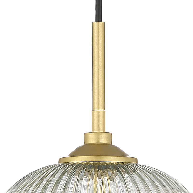 Luminaire suspendu simple en verre à intensité variable 1 lumière Dynamism, Laiton satiné