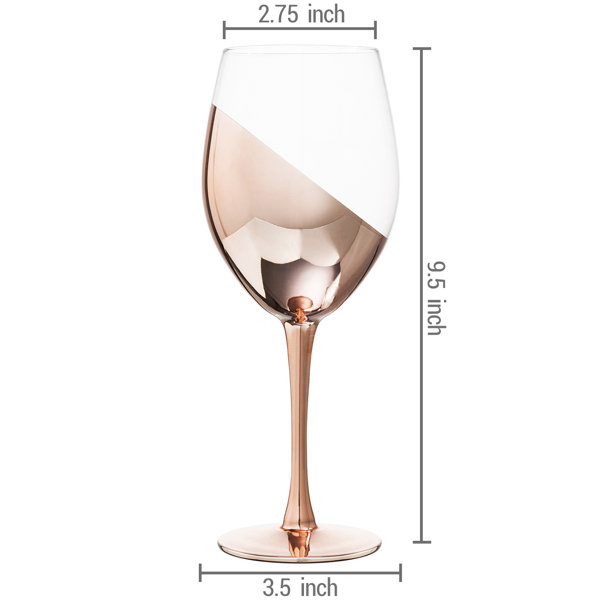 Stemmed Champagne Flute Glasses in Rose Gold-Tone Finish, Set of 6