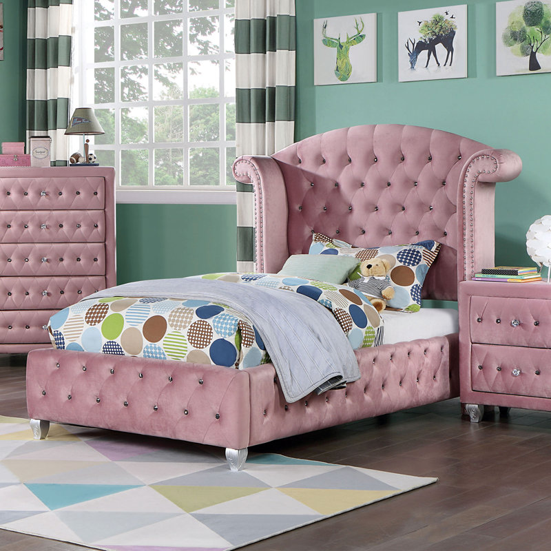 Waldschmidt Upholstered Wingback Bed, Twin