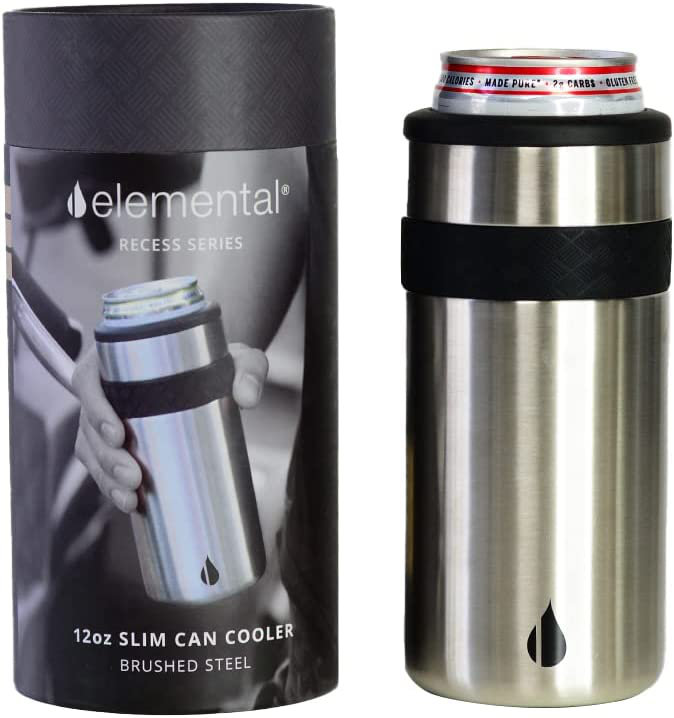 12oz Silver Stainless Steel Slim Can Cooler
