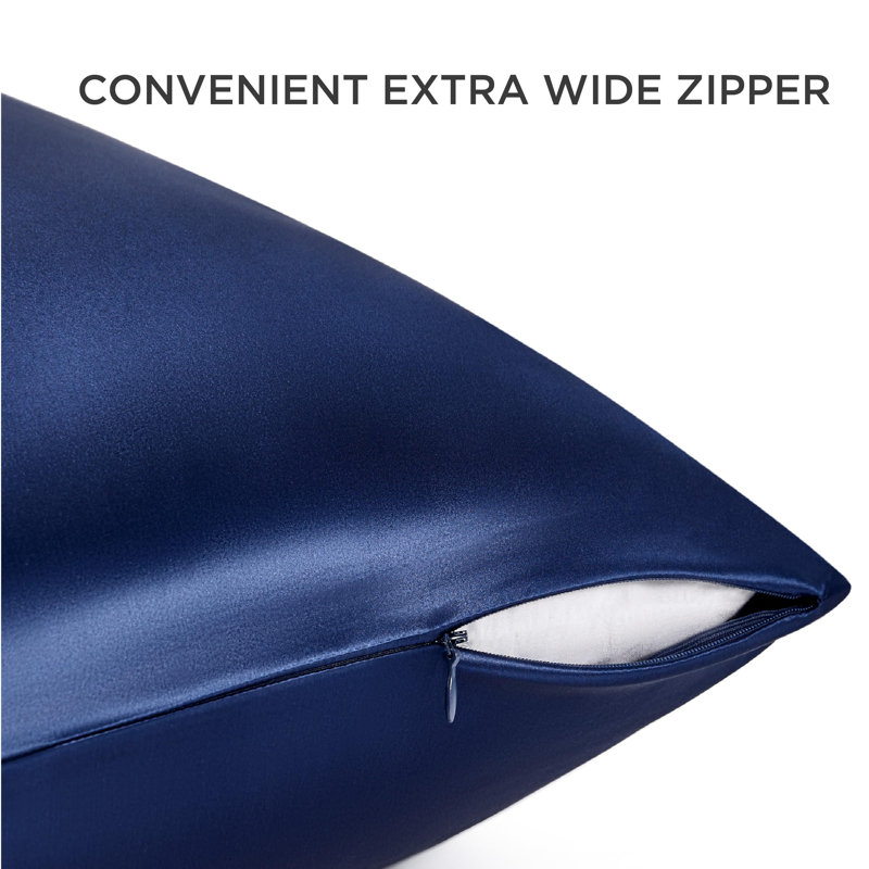 Bedsure 100% Mulberry Silk Pillowcase for Hair and Skin,Silk Pillow Case with Hidden Zipper, Navy
