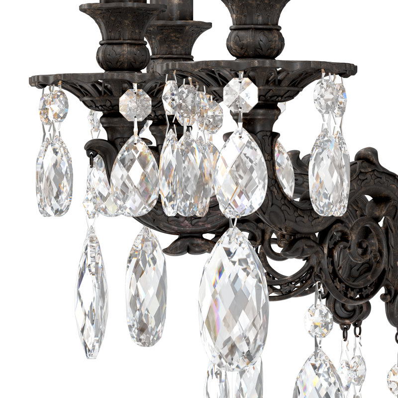 3 - Light Candle Wall Light, Incandescent, Strass Clear, Aurum