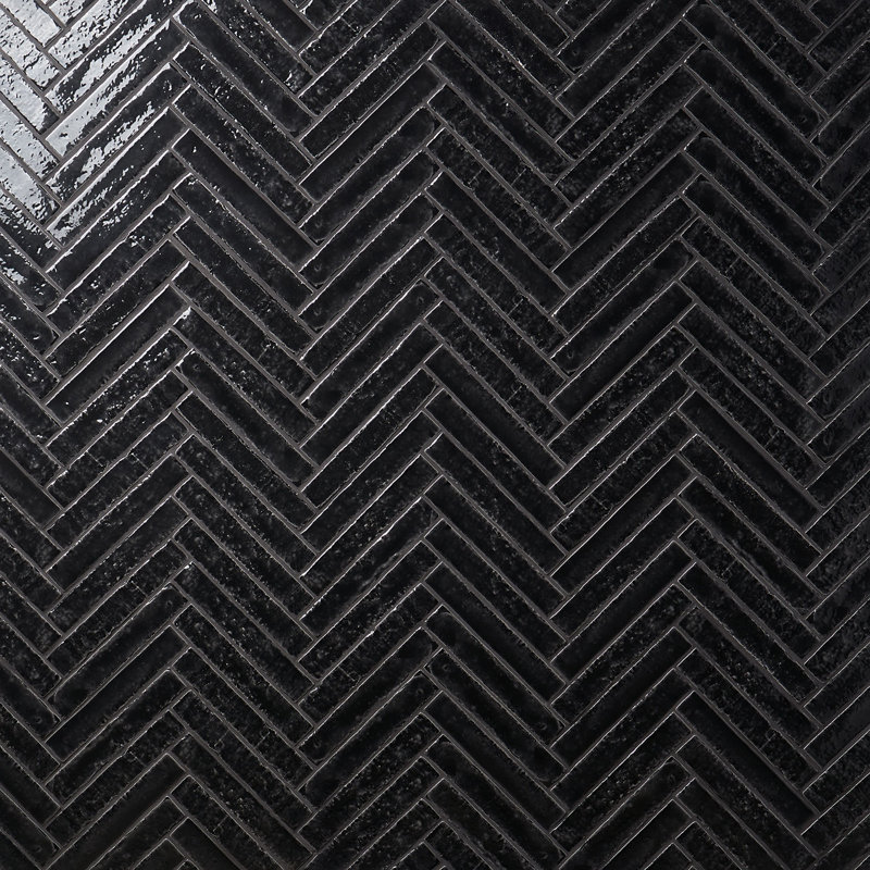 Wabi Sabi 1.5x 9 Crackled Glossy Ceramic Subway Wall Tile, Black