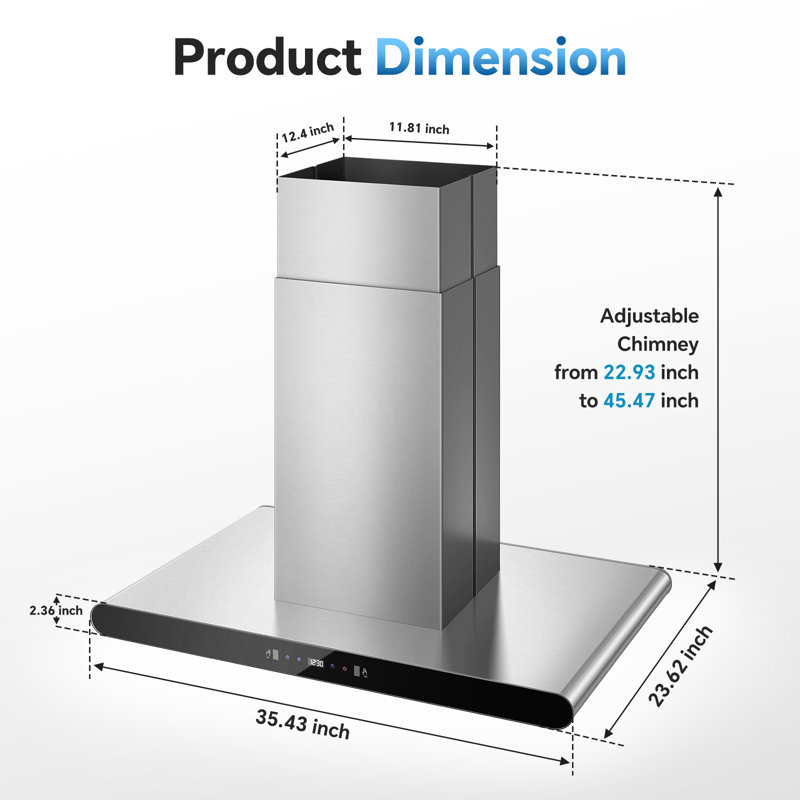 Island Range Hood, 700 Cfm With 3-Speed Gesture Sensing & Touch Control & Remote Control, Stainless Steel Kitchen Stove Vent Hoods With 4 Led Lights, Time Setting, Dishwasher-Safe Baffle Filters,Dual-Side Control
