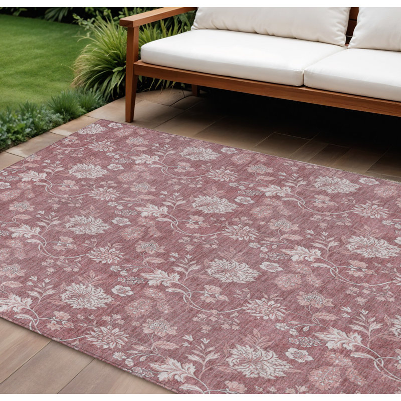 Tapis d'intérieur lavable floral 9 pi x 12 pi mauve