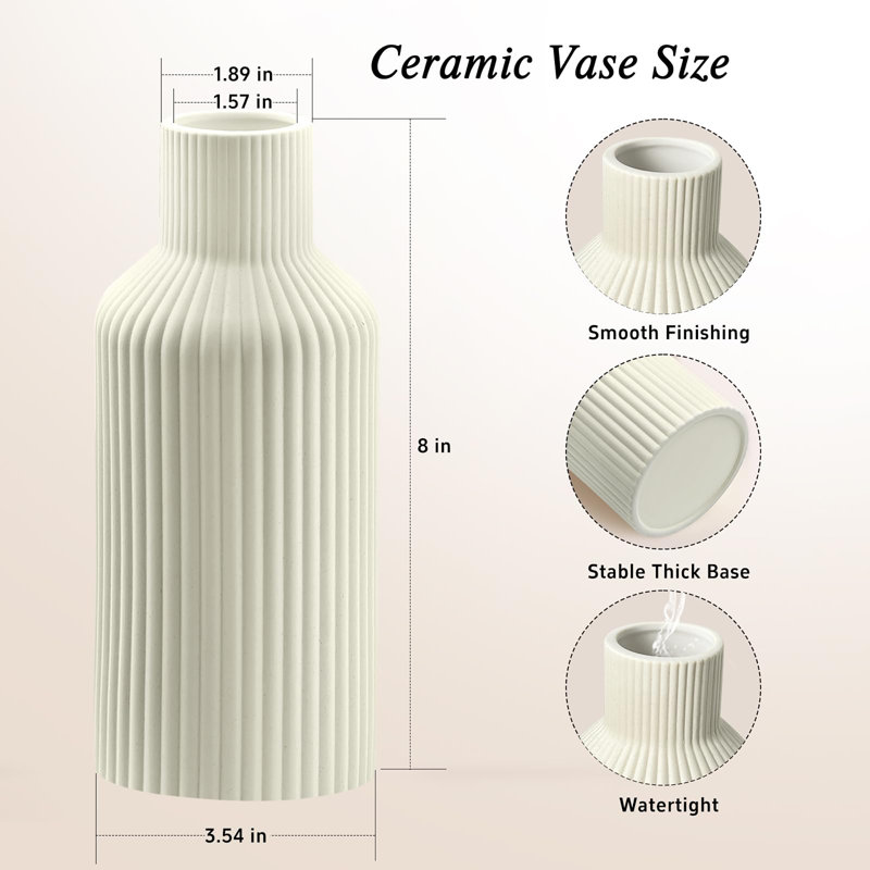 Vase en céramique simple, Blanc cassé