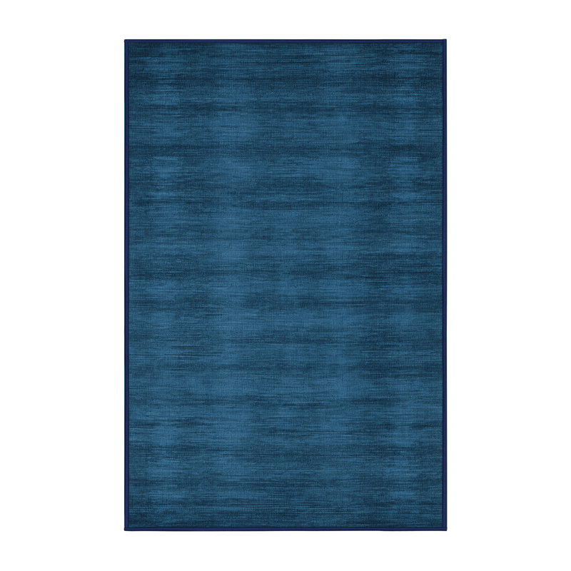 Machine Washable Solid Blue Area Rug, Rectangle 2' x 3'