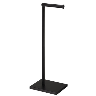 Free Standing Bathroom Toilet Paper Holder Stand With Reserve, Stainless Steel Pedestal Tissue Roll Holder, Black