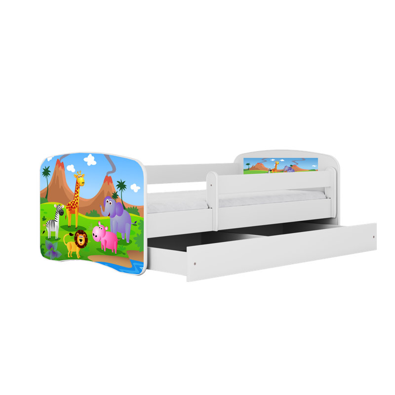 Cicero Drawer Convertible Bed and Mattress, White, Toddler (70 x 140 cm)