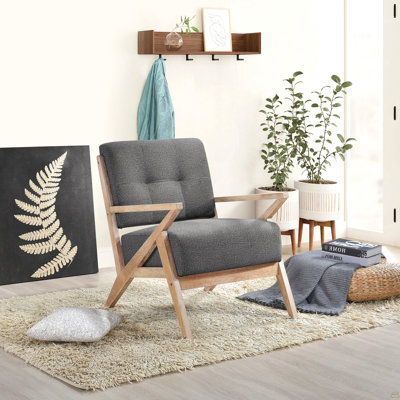 Chaise d'appoint moderne avec dossier capitonné gris foncé 1pc