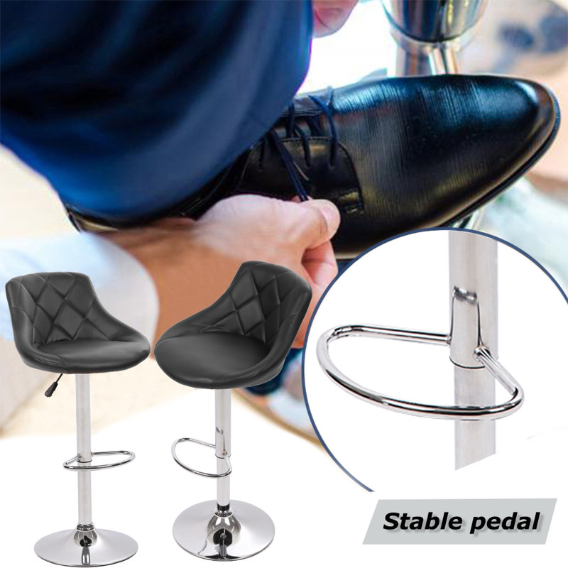 Noaelle Swivel Upholstered Adjustable Height Counter Stool with Metal Frame, Black