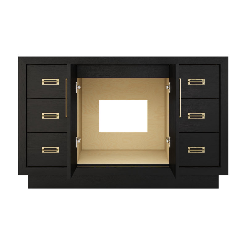 Avalon Single Extra Wide Bath Vanity, Classic Black, Satin Gold, 54"