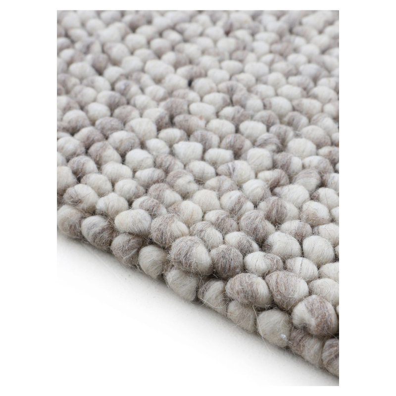 Handmade Wool Rug in Beige, Rectangle 140 x 200cm