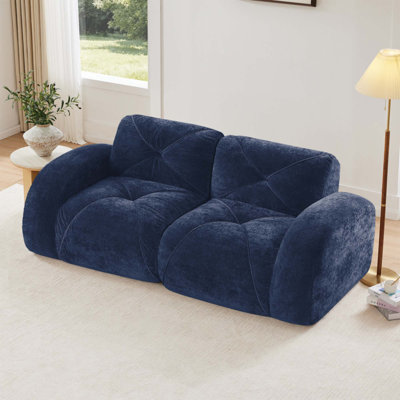 2-Seater Tufted Sofa Couches With Boneless Sofa