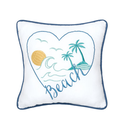 Beach Heart Petite Size Accent Throw Pillow