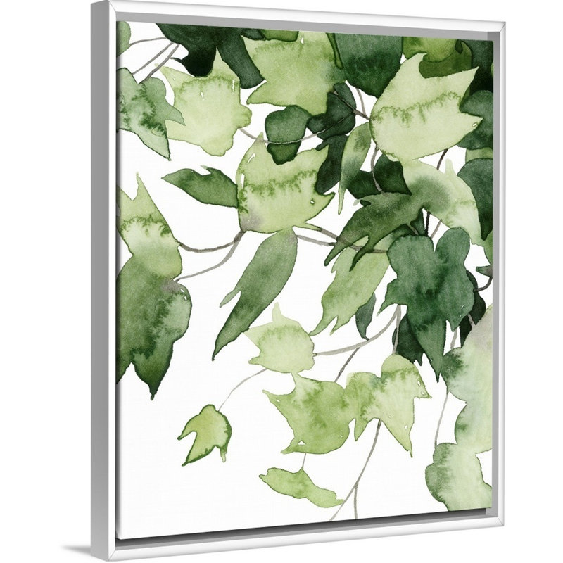 Art mural sur toile Emerald Vines II, H 16 po x l 13 po, Toile avec cadre blanc