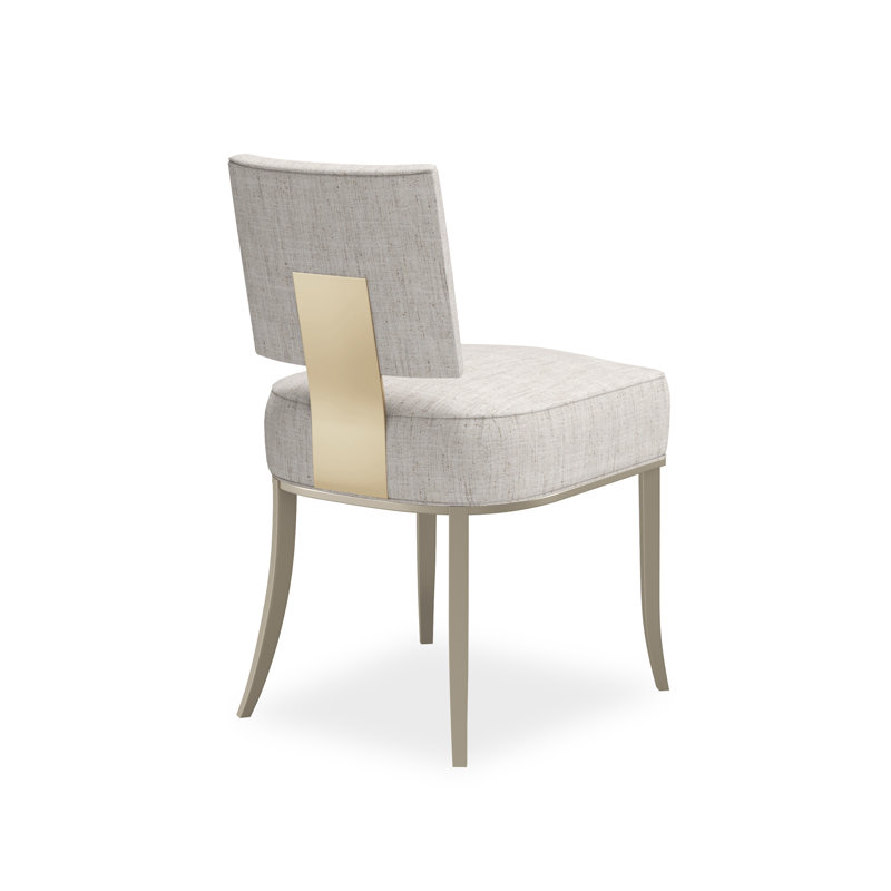 Caracole Classic Upholstered Dining Chair, Gray, Silver/Gold