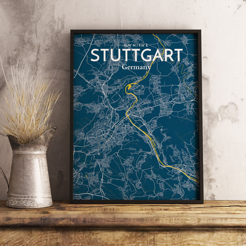 Stuttgart City Map - No Frame Print, 43.2cm H x 27.9cm W x 0.13cm D