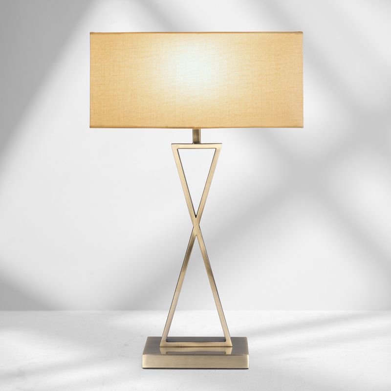 Avory 64cm Rectangle Metal Narrow Table Lamp, Beige, Antique