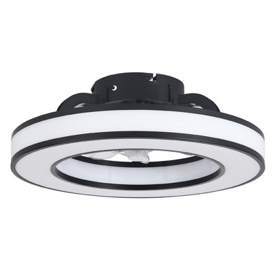 Ventilateur de plafond RVB avec lumières, ventilateur de profil bas 16,5 po Fandelier, intensité variable 3000K-6000K et plafonnier encastré moderne à DEL avec télécommande pour chambre à coucher