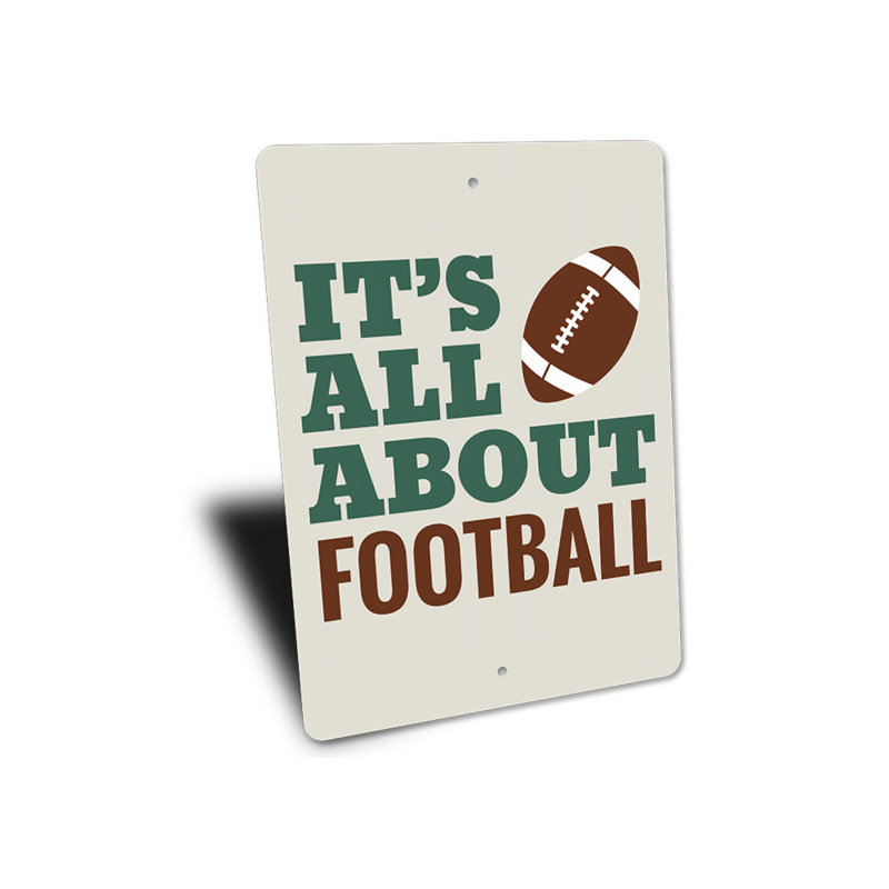 Plaque «All About Football» en aluminium, H 14 po x l 10 po x P 0,04 po
