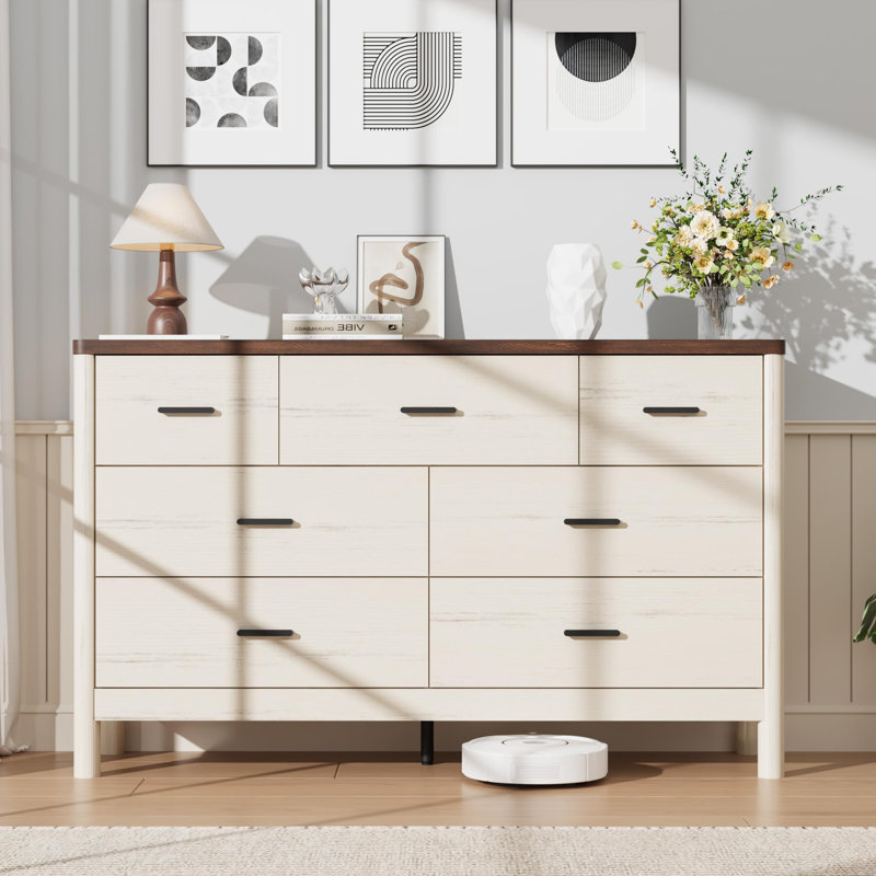 Commode 7 tiroirs Farmhouse, Blanc