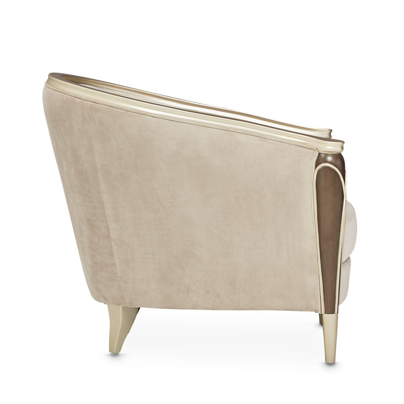 Villa Cherie 35'' Wide Barrel Chair, Porcini Velvet