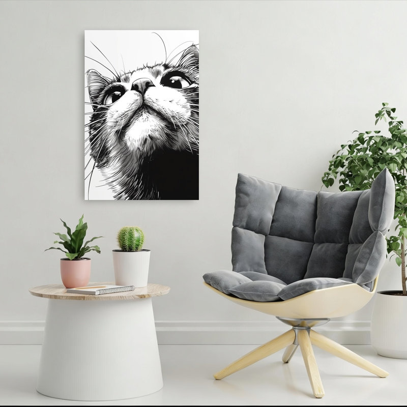 «Curious Cat Looking Contemporary», art mural, 36" H x 24" W