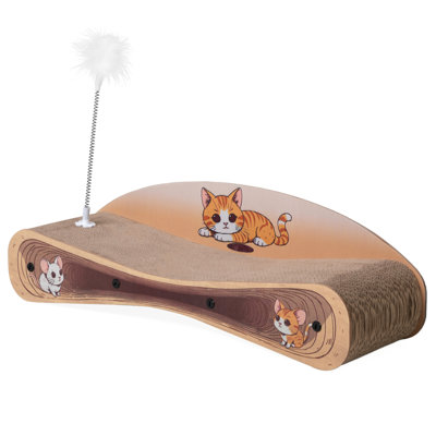 21 Reversible Cardboard Cat Bed And Vivacious Lounger With Curved Design, Teaser, Catnip, Brown, 25.61"L X 8.13"W 7.97"H, 110Lbs Load Play Capacity