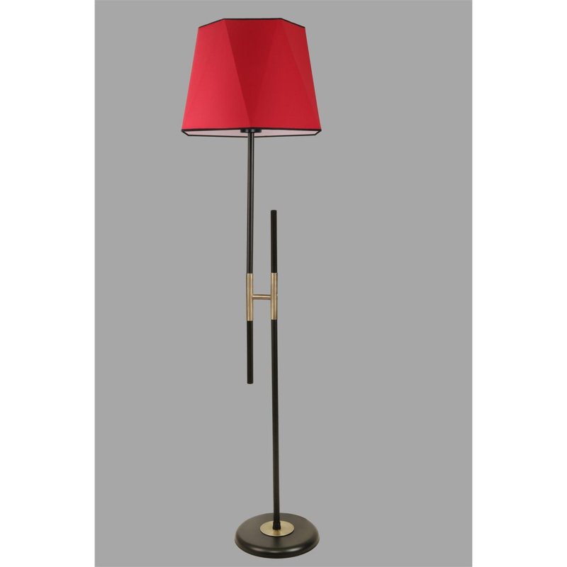 Luro Sleek Red Floor Lamp, 65.0 Inches Tall | Durable Metal Body with Chrome Coating & Fabric Cap | E27 Socket (Max 60W) | Electrostatic Oven Dried Paint | Perfect for Modern Living Rooms & Bedrooms, Stylish & Functional Design