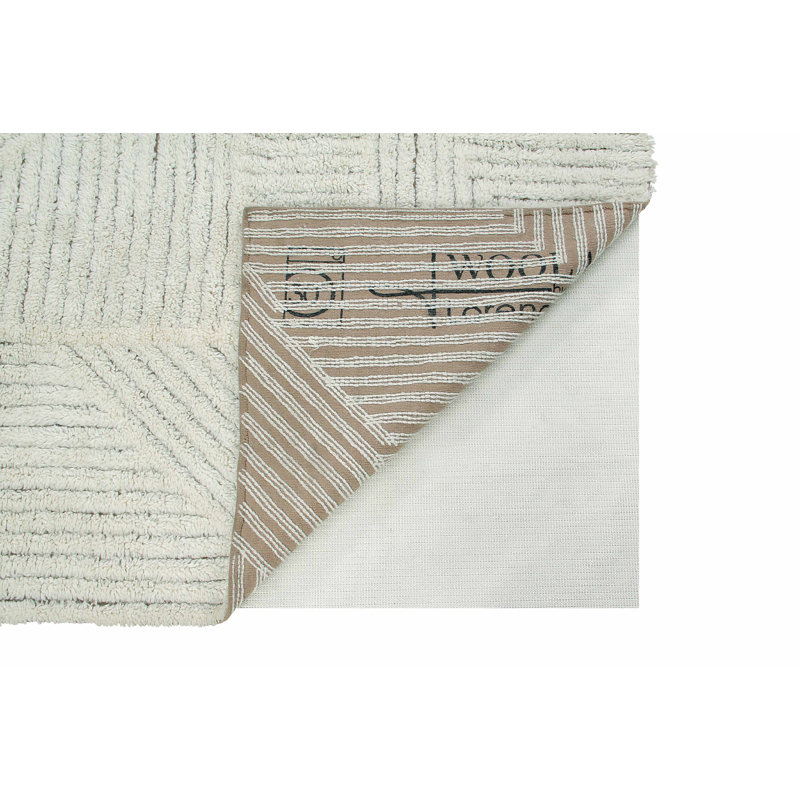 Fields Hand Tufted Wool Geometric Area Rug in Natural/Linen